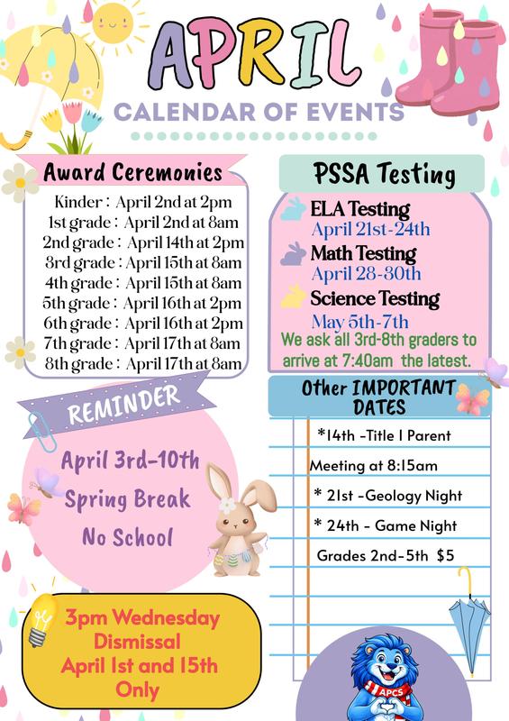 April Calendar English