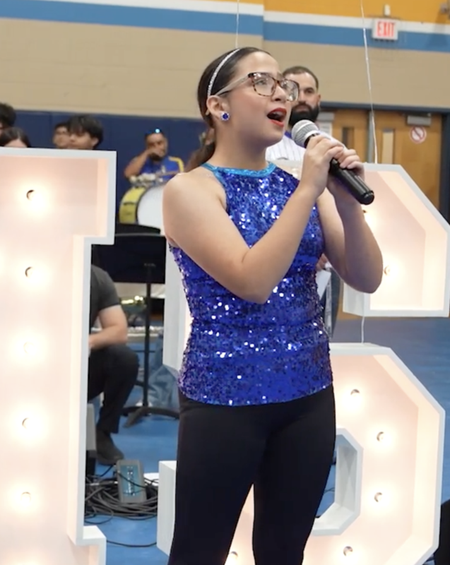 Longoria Middle School Choir Student Sings the National Anthem