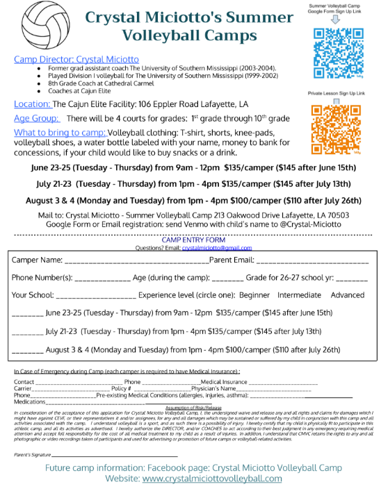 Crystal Miciotto's Summer Volleyball Camps Featured Photo