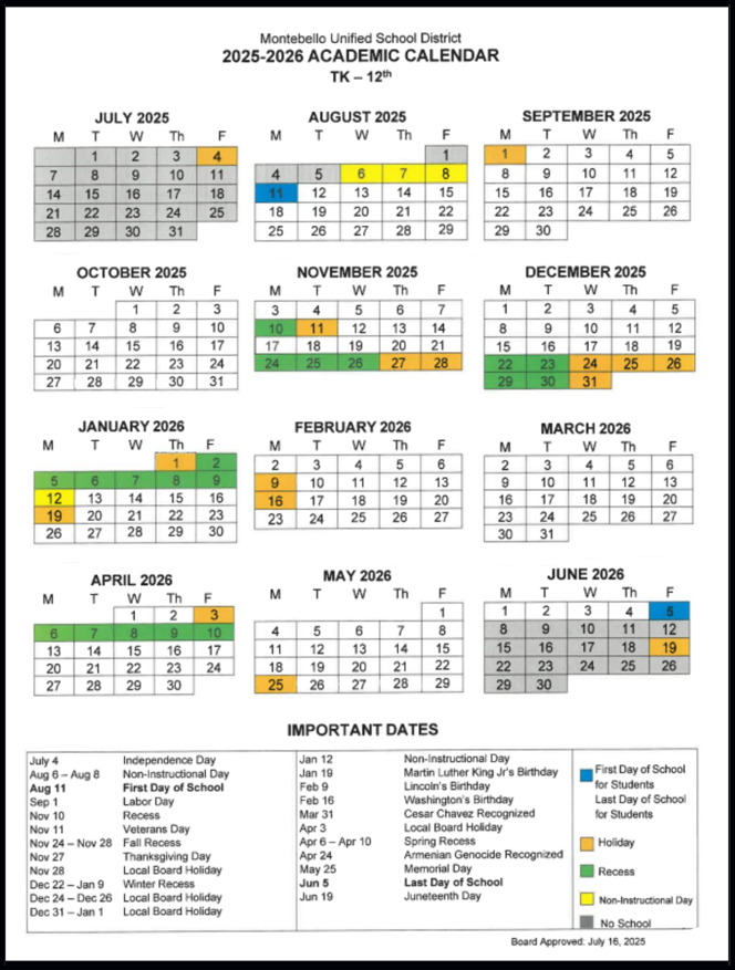 academic calendar