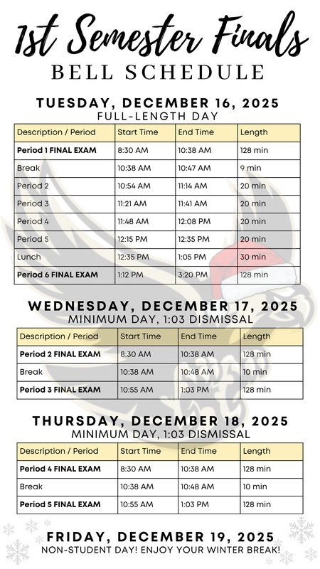 1st Semester Final Exam Schedule Thumbnail Image