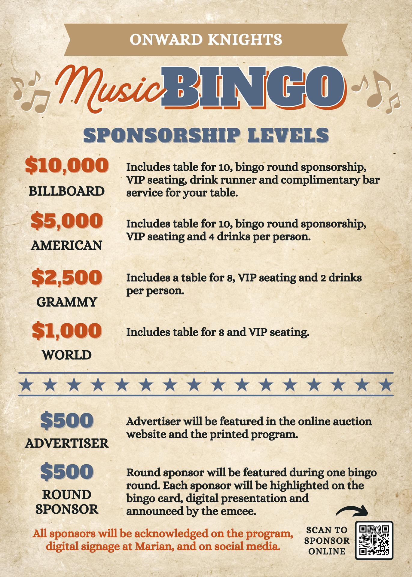 2026 Music Bingo Sponsorships