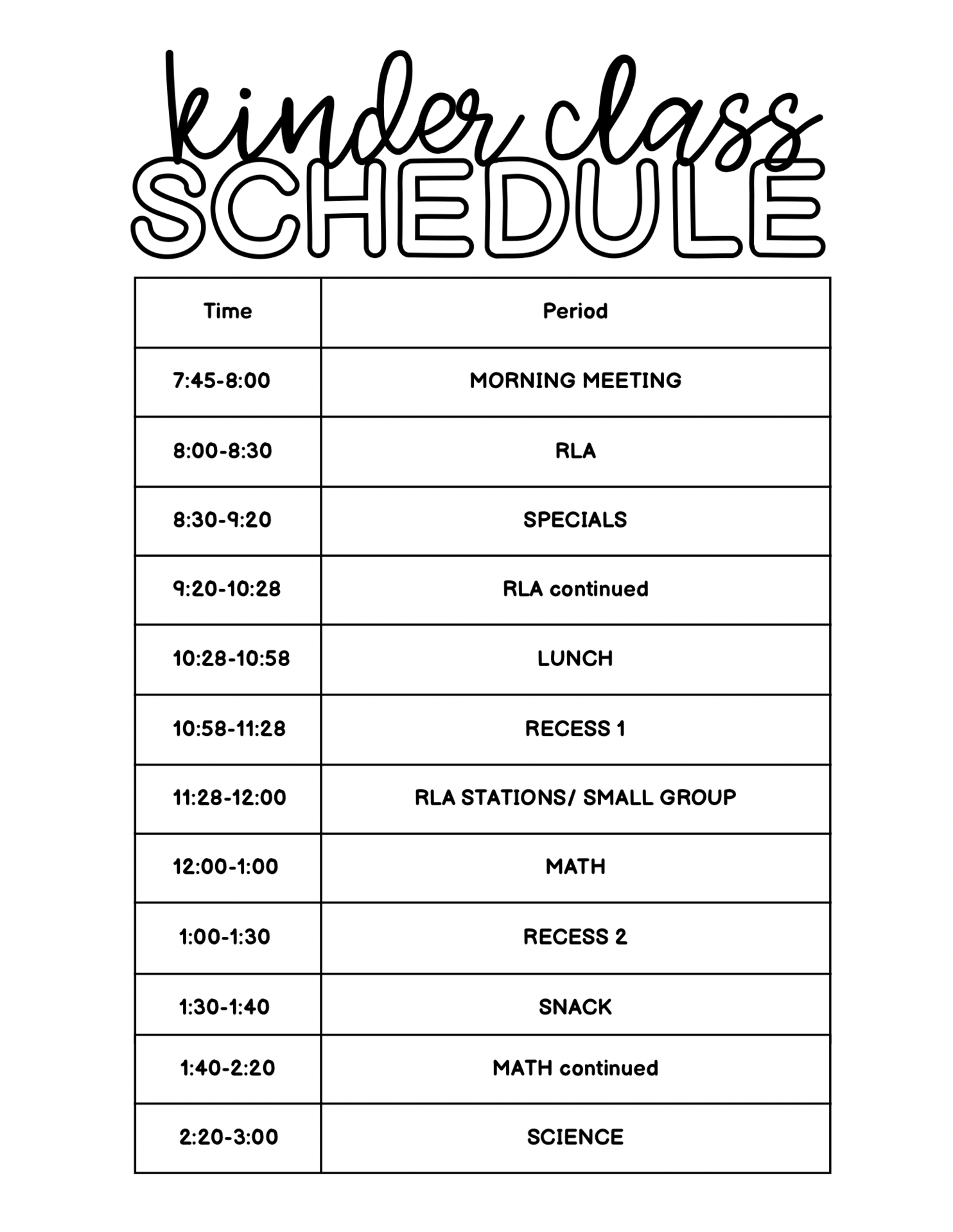 schedule