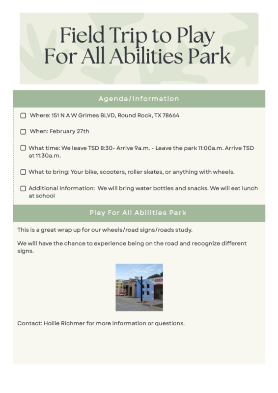 Transition PS Field Trip - Play For All Abilities Park