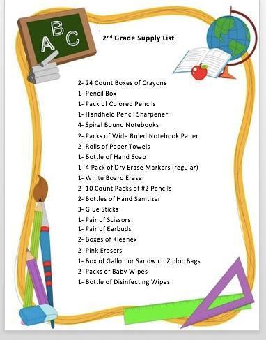 2nd grade supply list