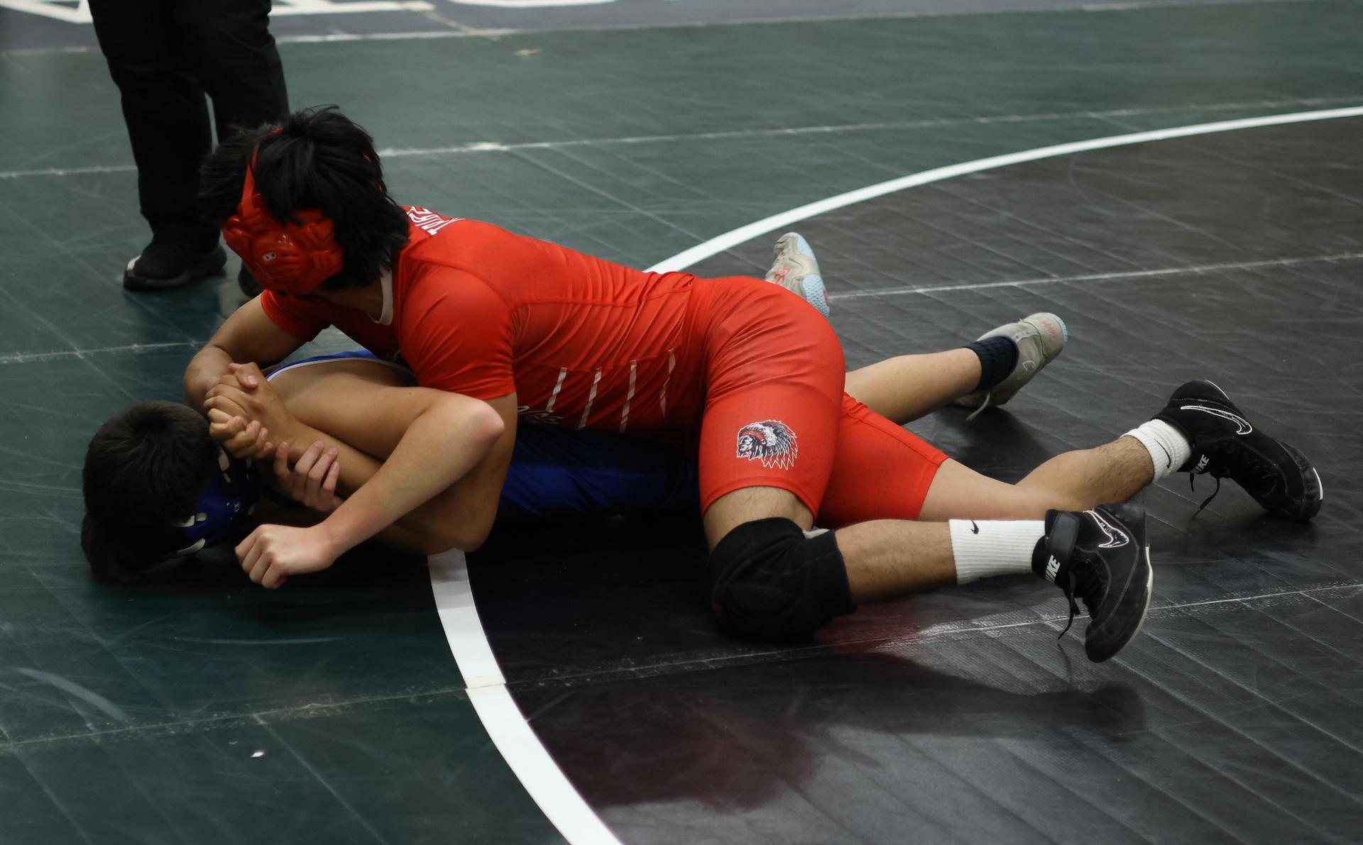 Boys wrestling in the Liberty Duals event 27