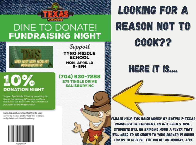 Dine to Donate Fundraising Night at Texas Roadhouse April 13, 5-8