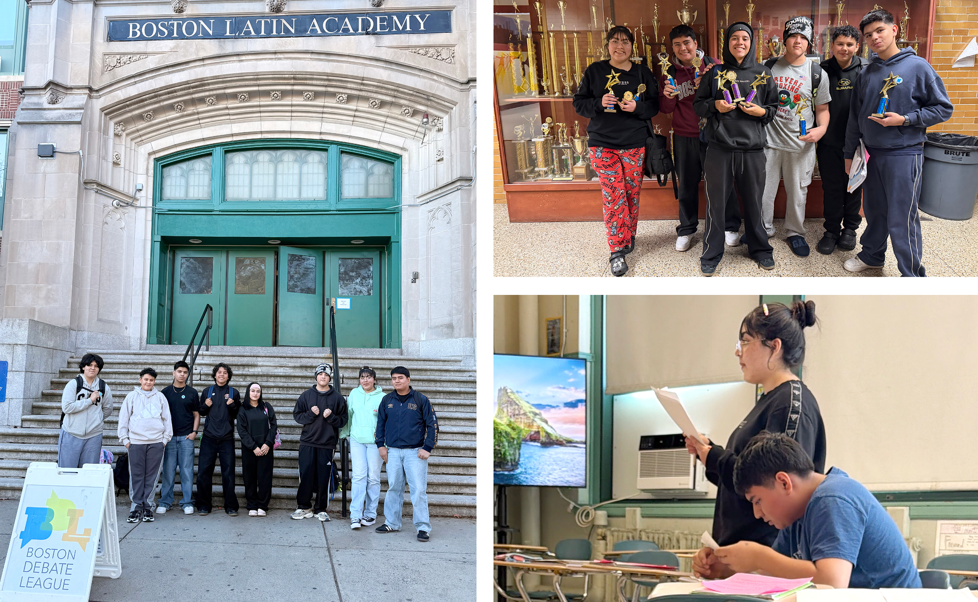 Students celebrate accomplishments outside Boston Latin Academy and during events.