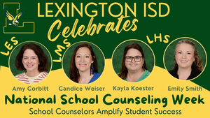 national school counseling week green and gold logo with our counselors