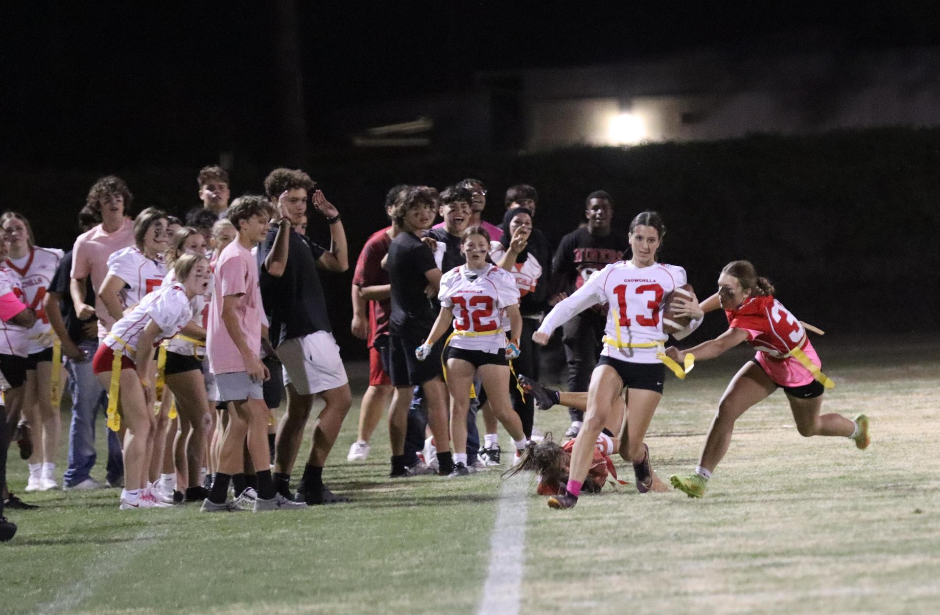 girls playing flag football