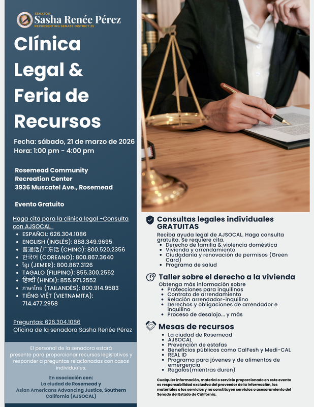 Legal Clinic & Resource Fair March 21st