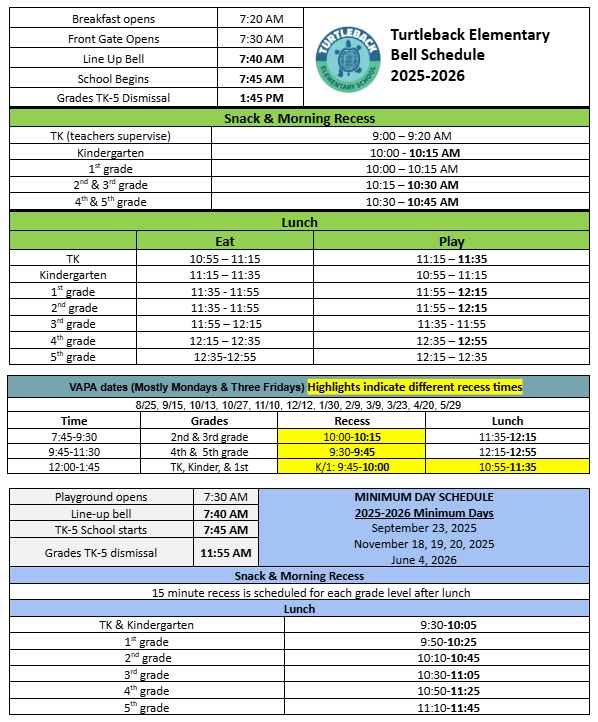Bell Schedule 25-26