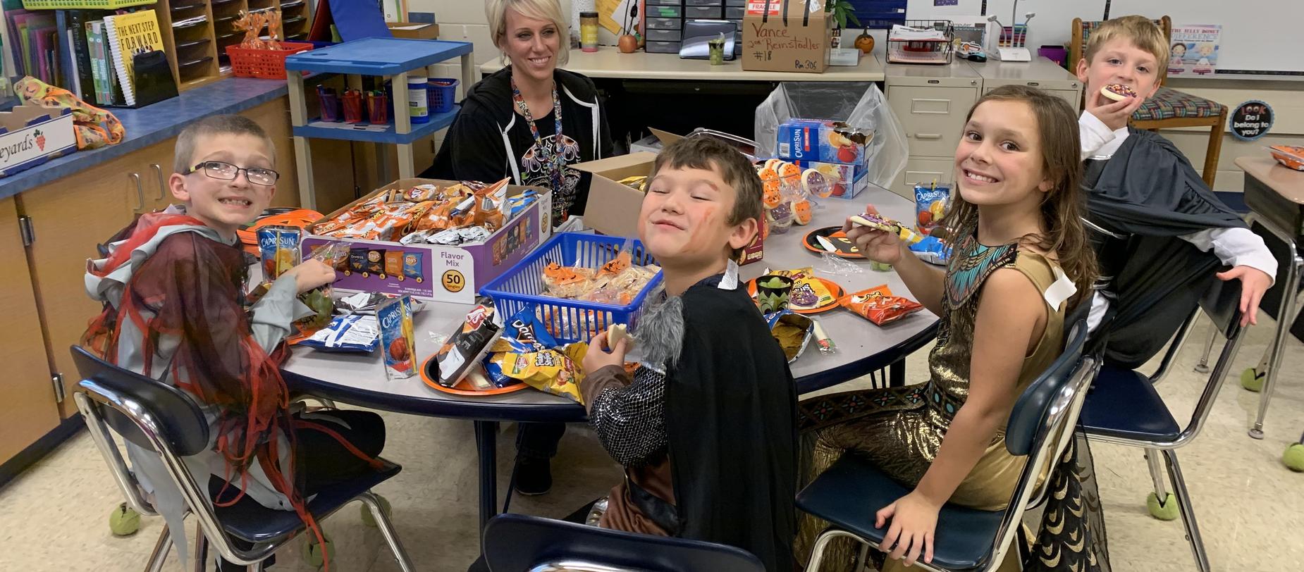students enjoying treats
