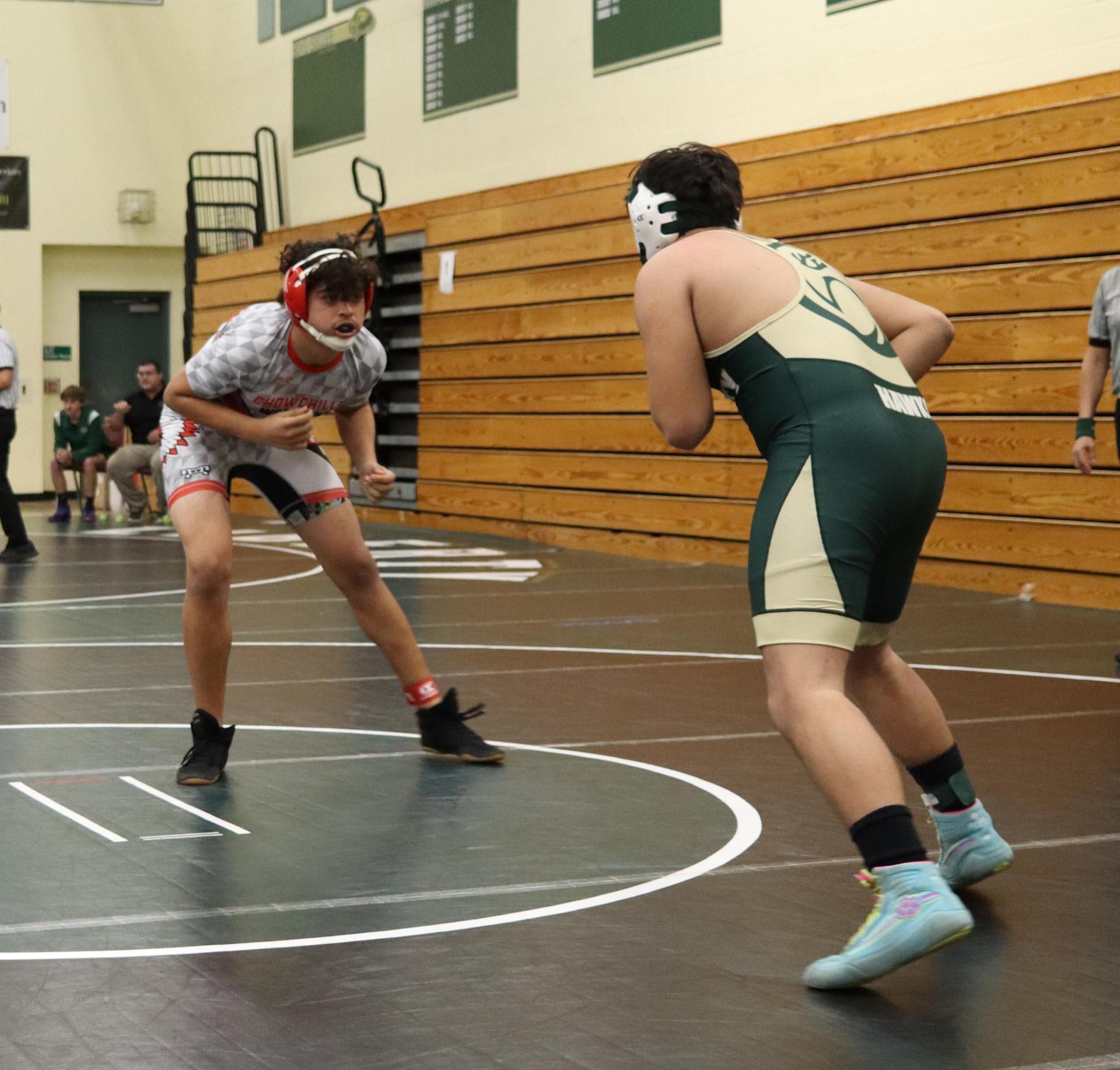 wrestlers in action at the Hawks invitational