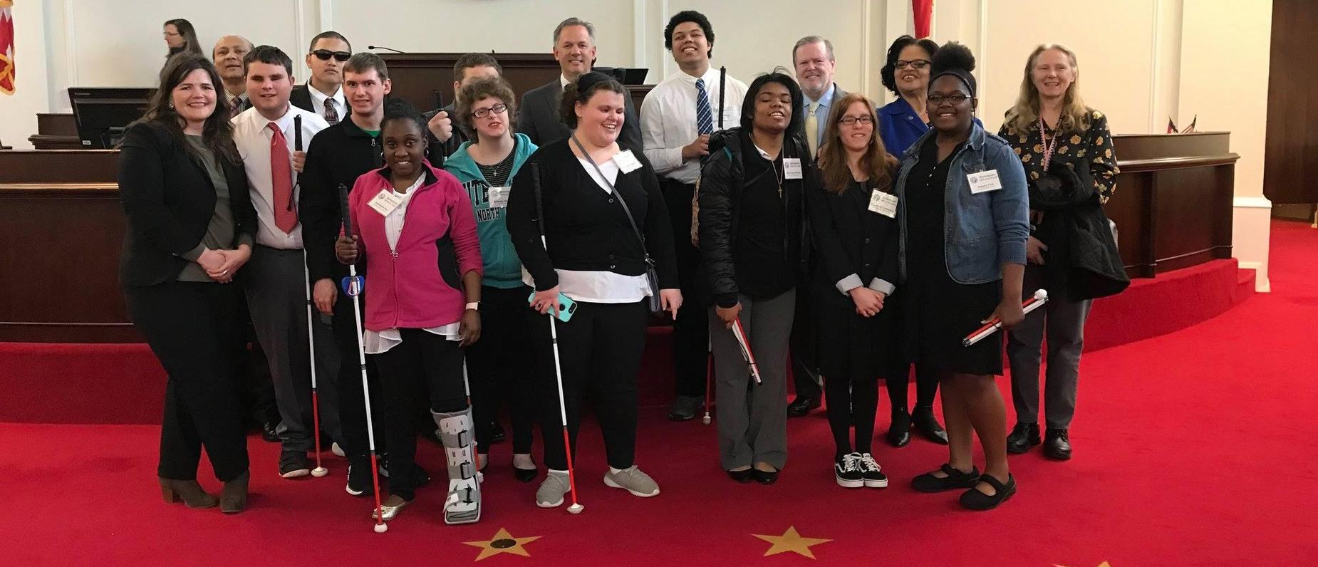 Group of GMS students and staff at the North Carolina General Assembly