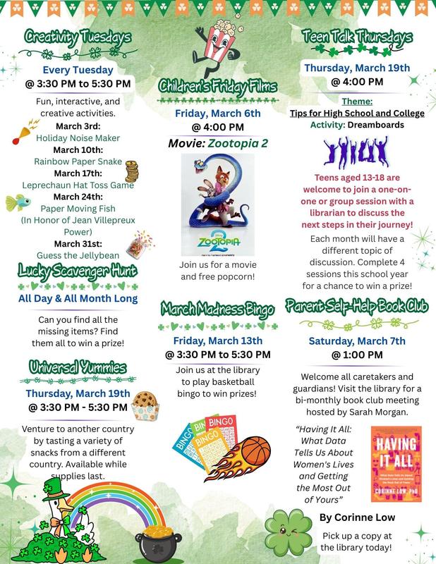 Childrens Calendar March 2026 - Back