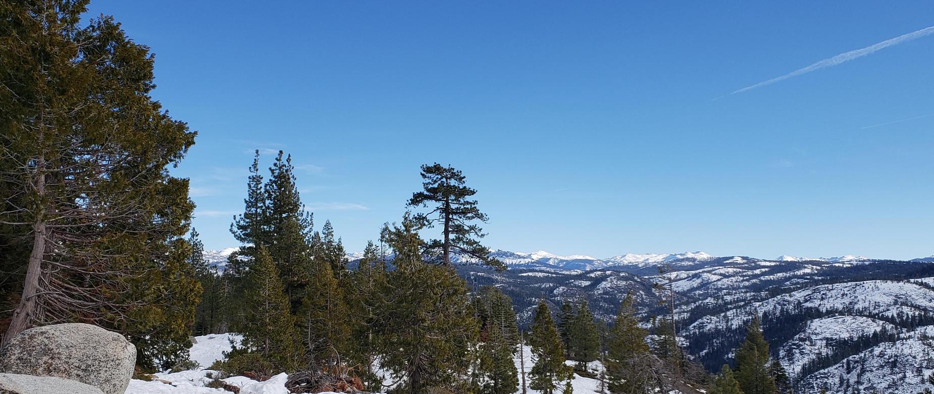 High sierra mountains with light snow