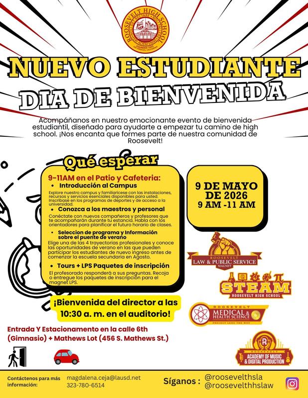 Nuevo Estudiante Dia de Bienvenida
