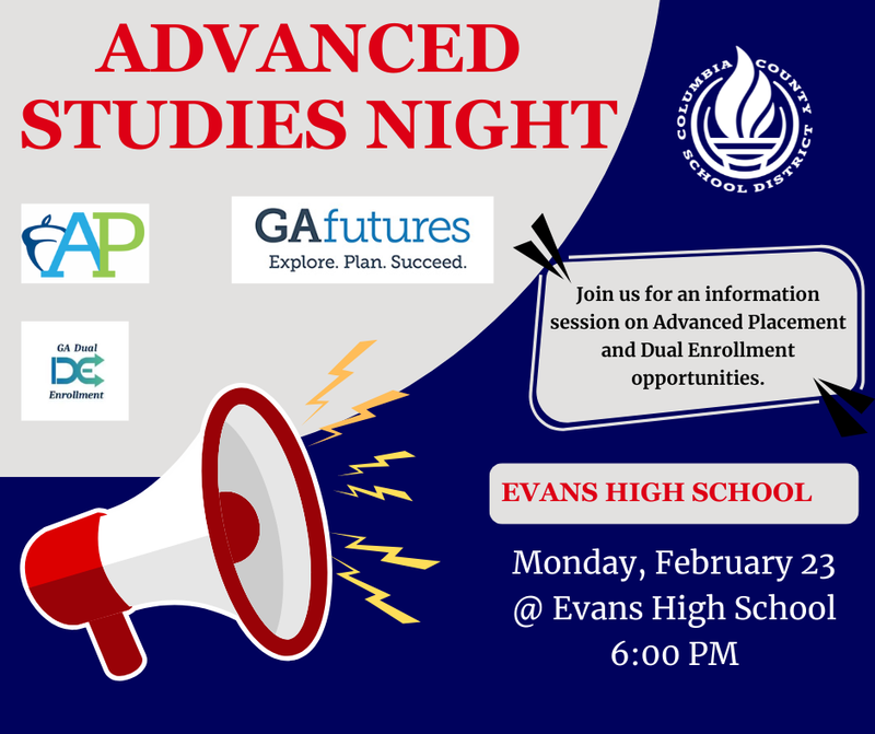 Flyer advertising EHS Advanced Studies Night
