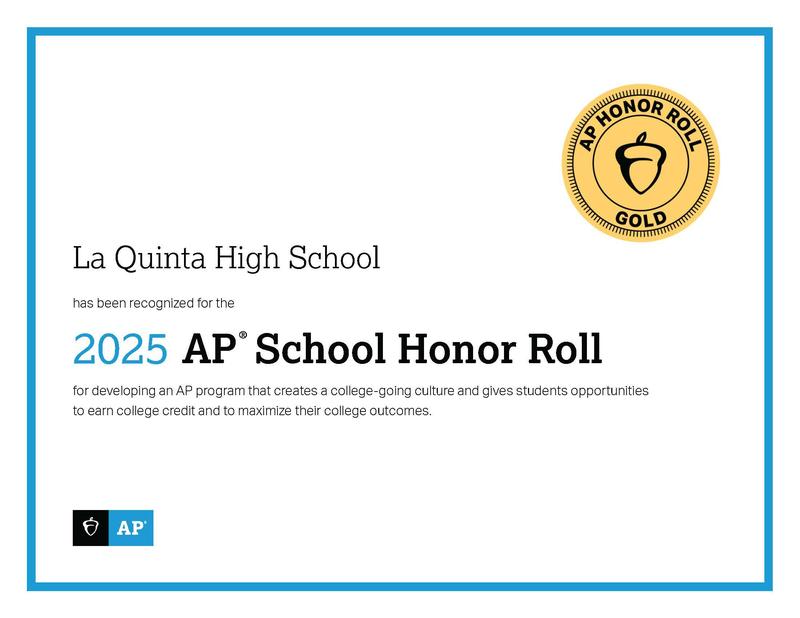 La Quinta has earned Gold Recognition on 2025 AP School Honor Roll Featured Photo