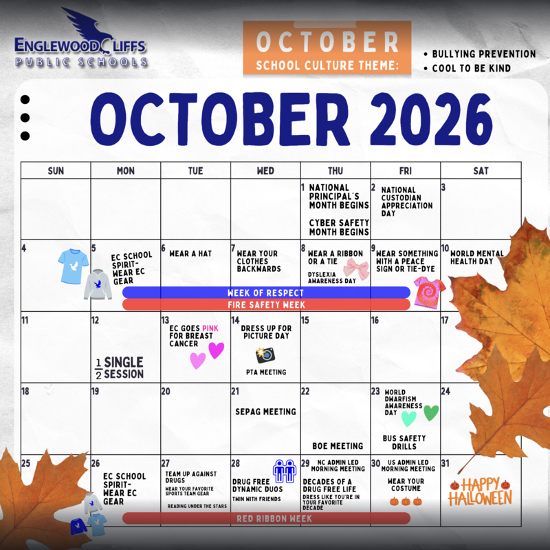 October 2026 School Culture / SEL Calendar Featured Photo