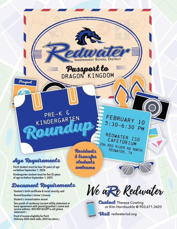 Redwater Pre-K & Kindergarten Round-Up event informational page