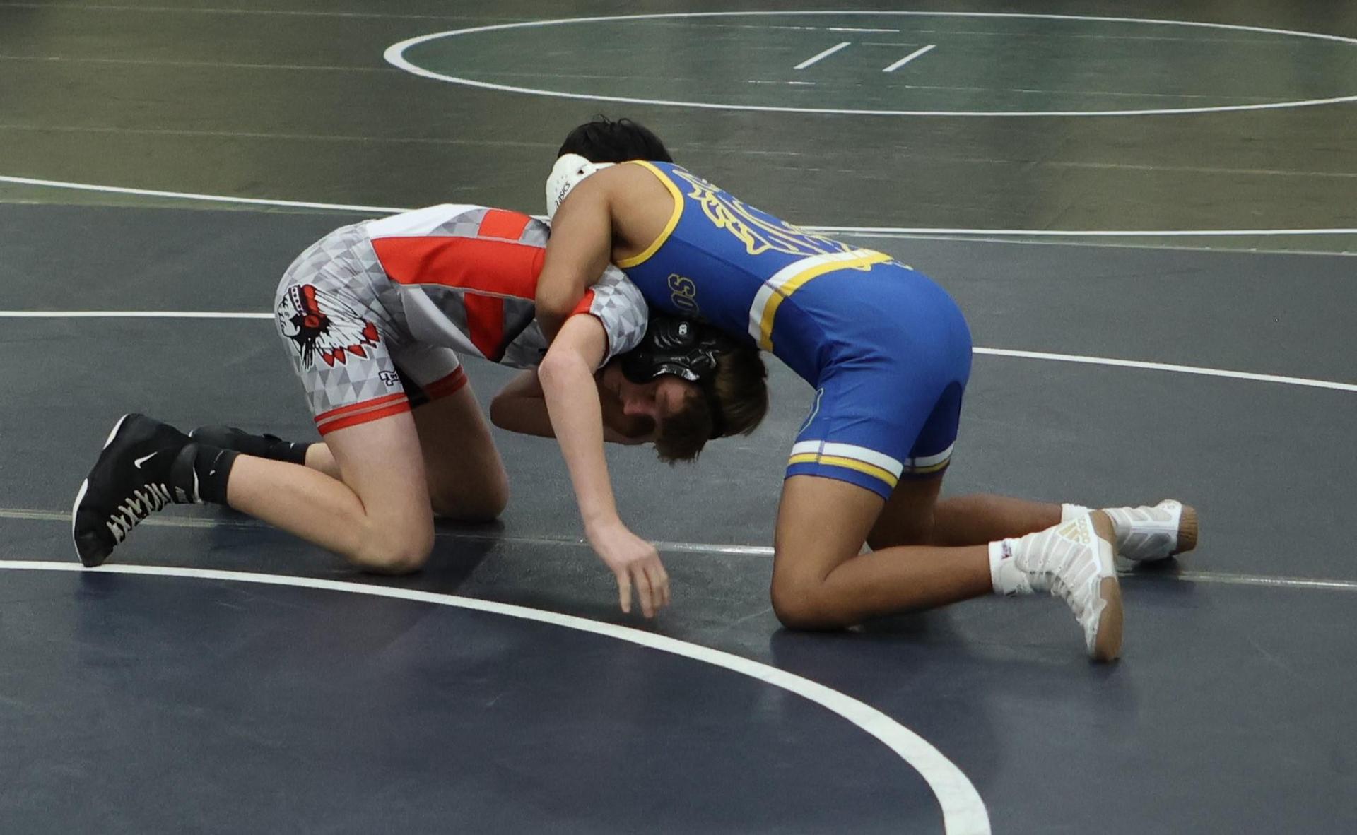 Boys wrestling in the Liberty Duals event 97