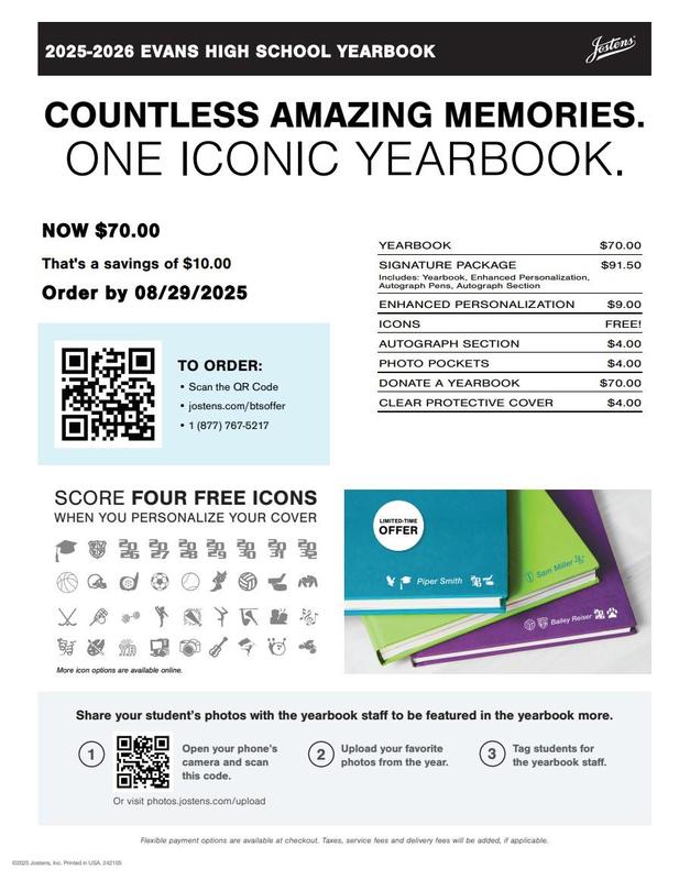 Yearbook order form with pricing details and promotional offer information.