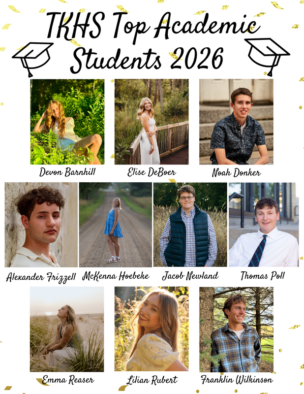 TKHS Class of 2026 academic top 10 students.