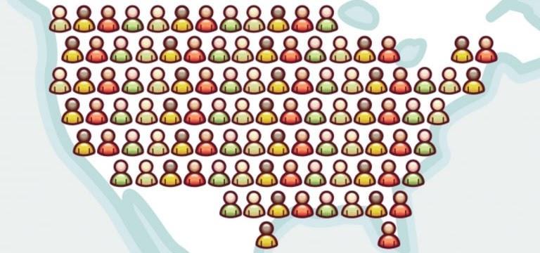 USA map with people graphic