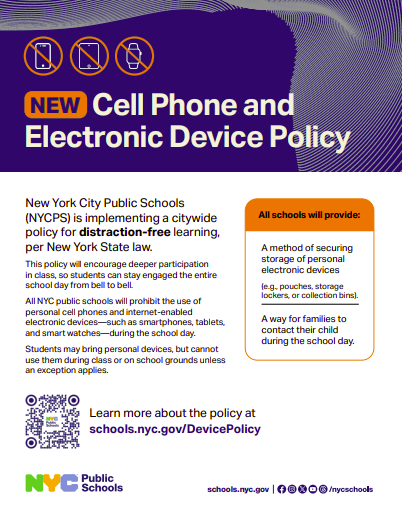 a letter describing the cell phone policy