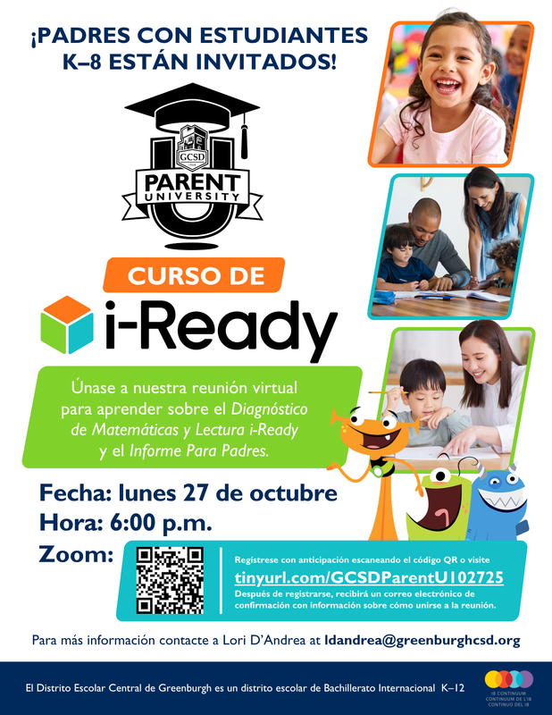 Parent University i-Ready Workshop Spanish
