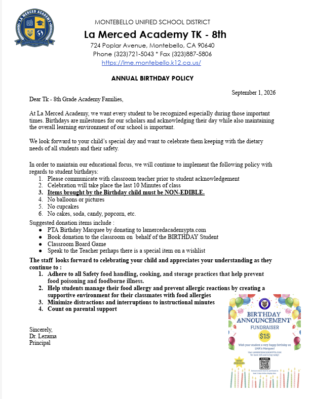 Birthday Policy
