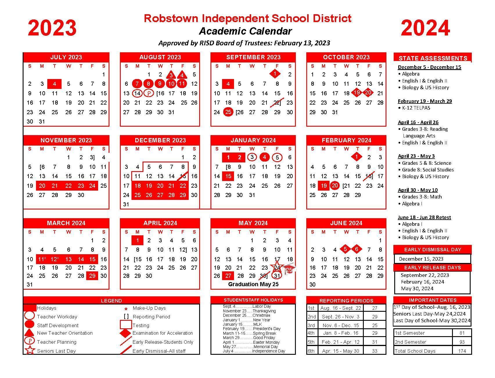 Academic Calendar – Early College – Robstown Early College High School Academic Calendar – Early College – Robstown Early College High School