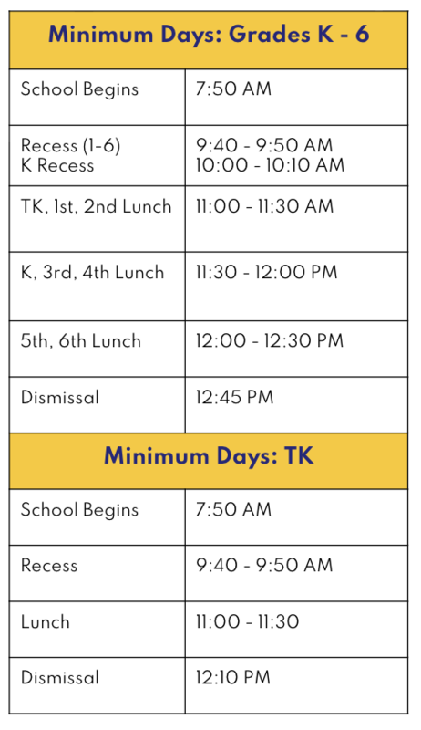 Minimum Day Friday: 12:45 PM Dismissal