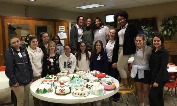 Students in Mrs. J. Hebert's Advanced Nutrition and Foods class made Fondant Christmas Cakes.