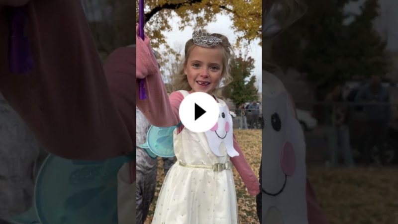 YouTube thumbnail of young blonde child dressed as the Tooth Fairy