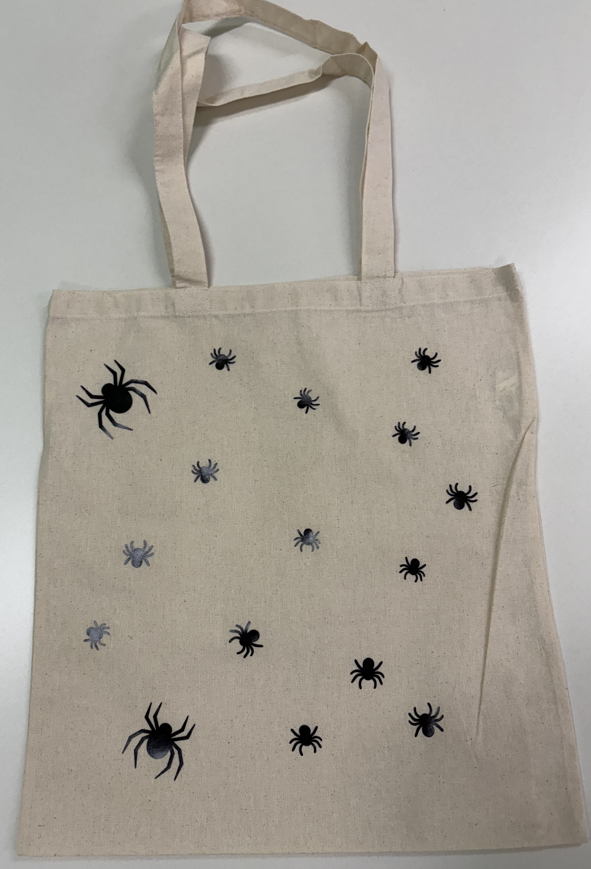 Spiders Trick or Treat Canvas Bag ~ Add a Name to the Back of the bag by indicating what text you want  in the "Personalization" section of the form above.