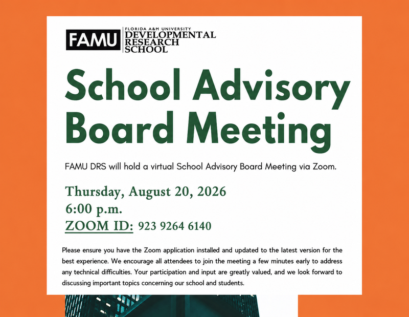 FAMU DRS School Advisory Board Meeting: Thursday, August 20, 2026 Featured Photo