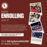 Enrolling announcement with images of students and school activities.