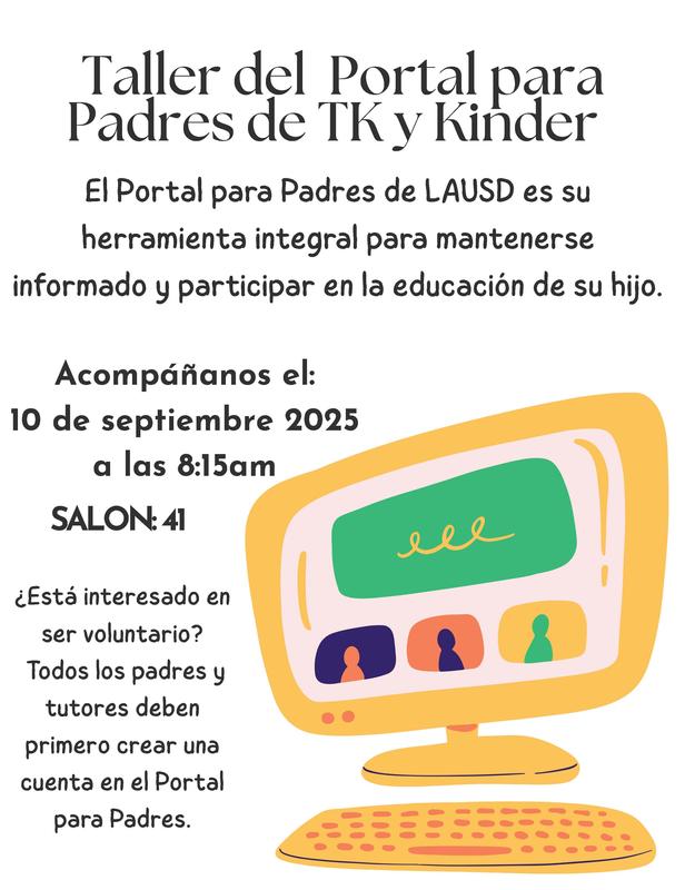 Taller del  Portal para Padres de TK y Kinder!
