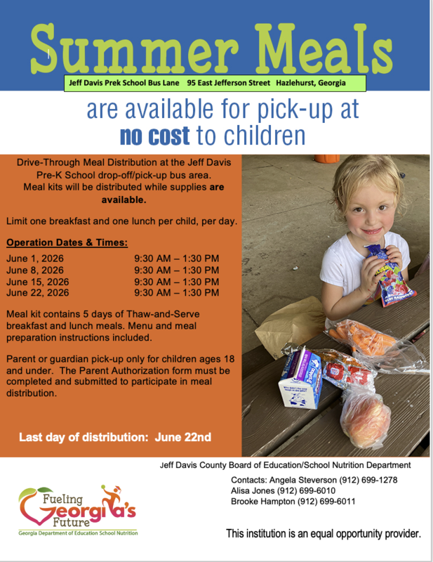Summer Meal Schedule