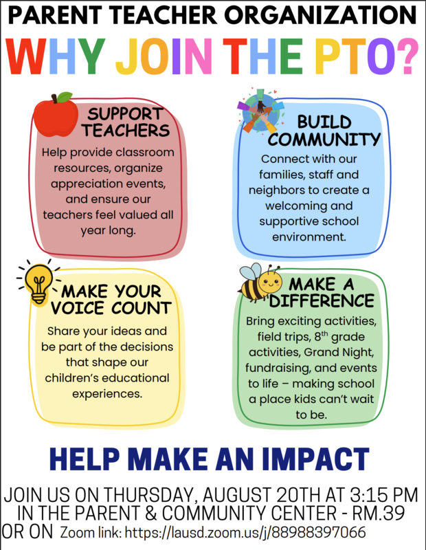 PTO Informational Meeting - Thursday, August 20 - 3:15 PM Featured Photo