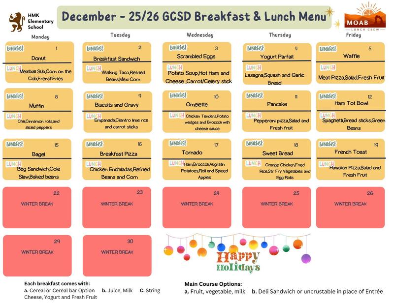December Menus