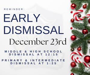 early dismissal announcement for december 23rd
