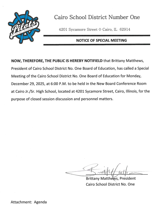 Special Board Meeting - Monday, December 29th @6PM Thumbnail Image