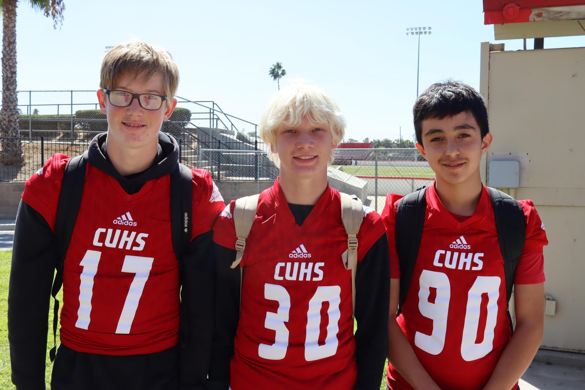 students wearing red to show school spirit