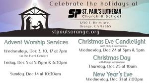 Holiday Worship Schedule