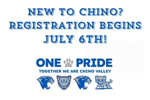 chino valley school logo announcing school registration