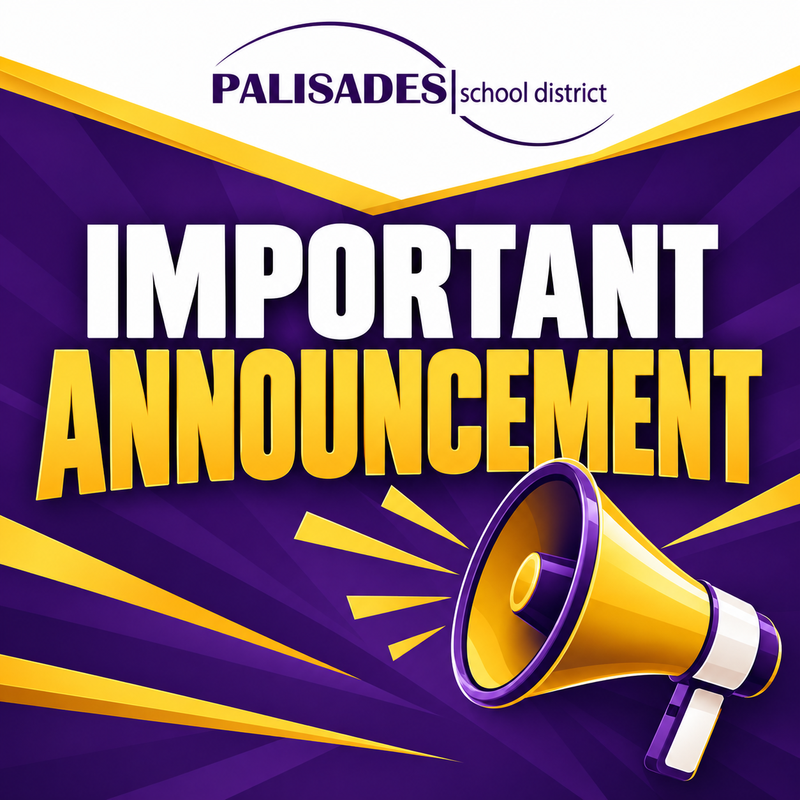 "Important Announcement" graphic with bullhorn.